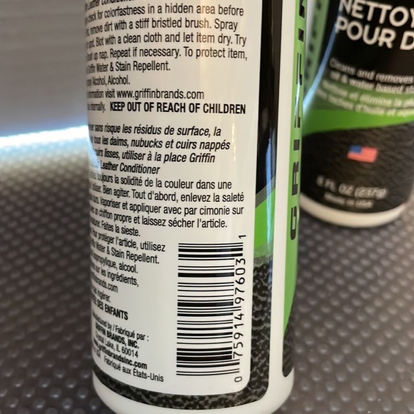 Griffin Suede Cleaner Unbuckle & Napped Leather 2 bottles 8 Fl. Oz. New - Picture 8 of 9